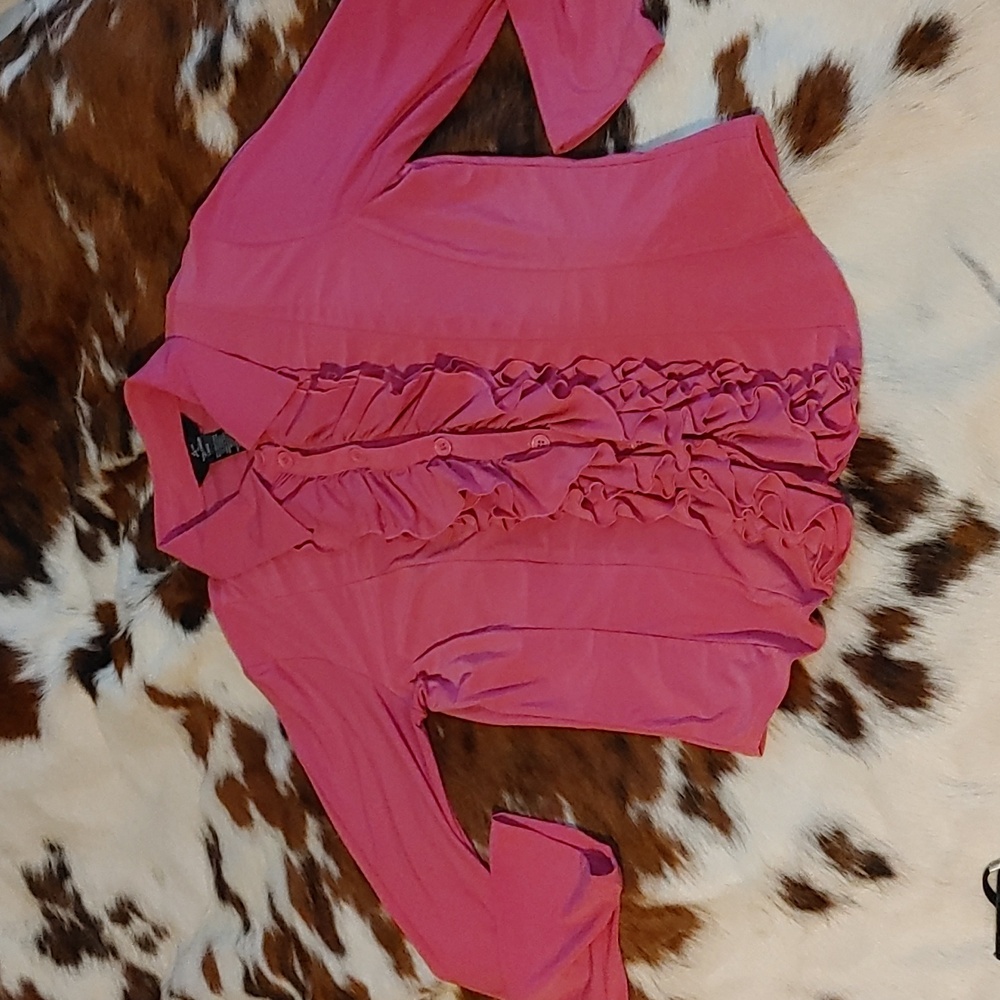 $15 Add On  Lennie Pink Frilled Blouse Sz L